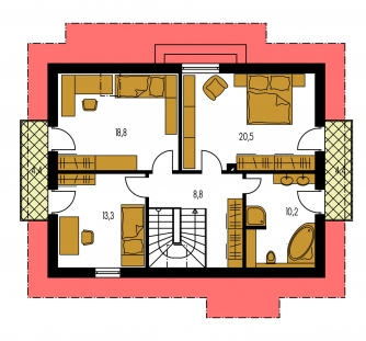 Image miroir | Plan de sol du premier étage - KLASSIK 158
